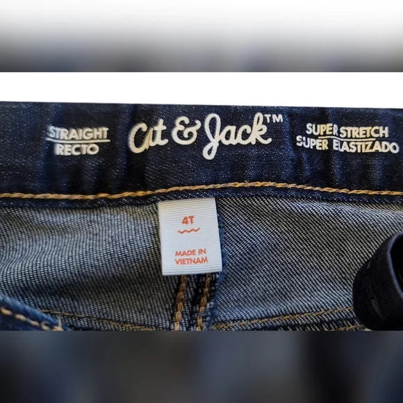 Cat & Jack Toddler Boys' Fit Straight Dark Wash Jeans size 4t - Picture 9 of 10